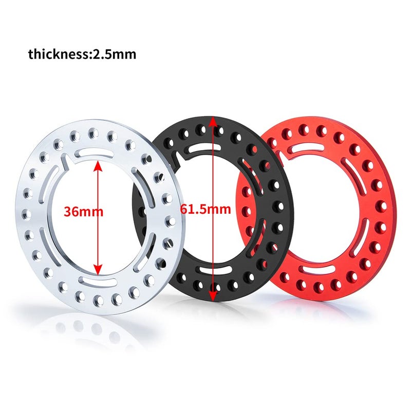 RCLIONS 4pcs Aluminum 2.2inch RC Beadlock Wheel Rim Replacement Ring for 1/10 RC Crawler Car 2.2"" Wheels (Silver) - Image 2